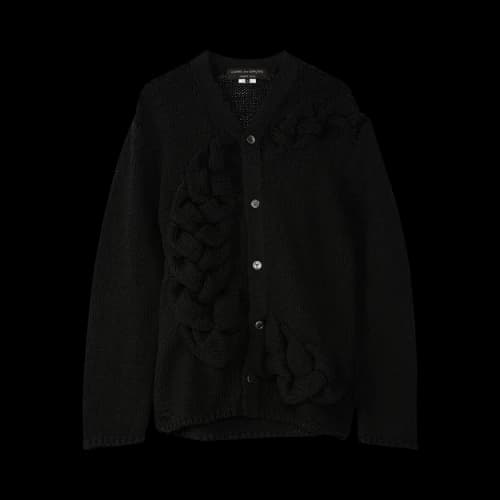 Comme des Garçons Homme Plus Knit Woven Braided Button Up Cardigan 'Black'