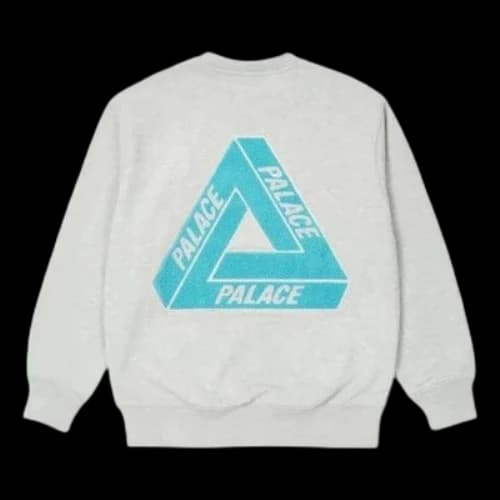 Palace S23 Fleece Tri-Ferg Crew Sweater 'Grey'