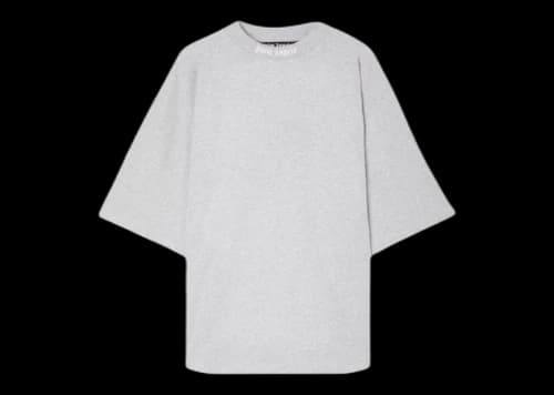 Palm Angels Classic Logo Over T-Shirt 0801 Melange Grey/White