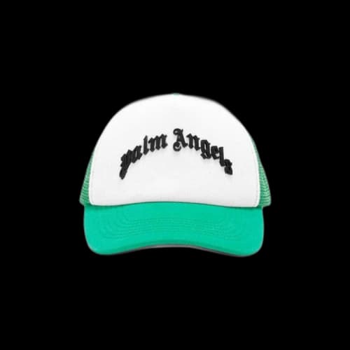Palm Angels Curved Logo Mesh Cap 'Green/Black'