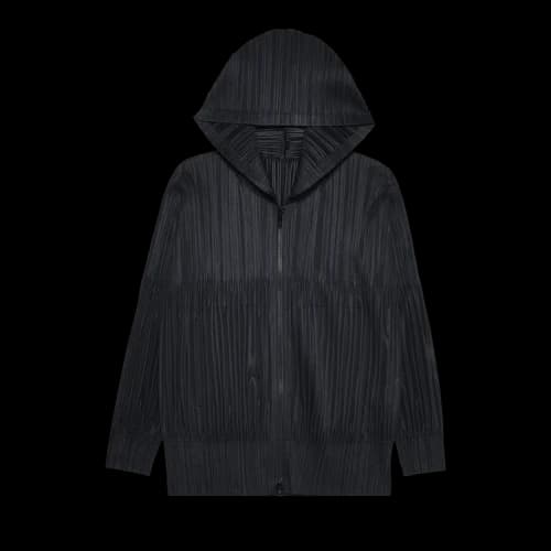 Pleats Please Issey Miyake Pleated Zip Up Hooded Blouson 'Black'