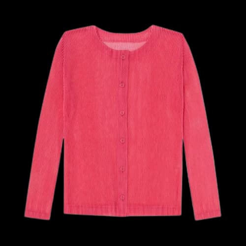 Pleats Please Issey Miyake Tatami August Cardigan 'Bright Pink'