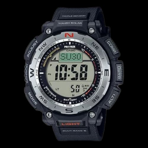 CASIO PRO TREK Series Fashion Sports Waterproof Solar Powered Black Watch Mens