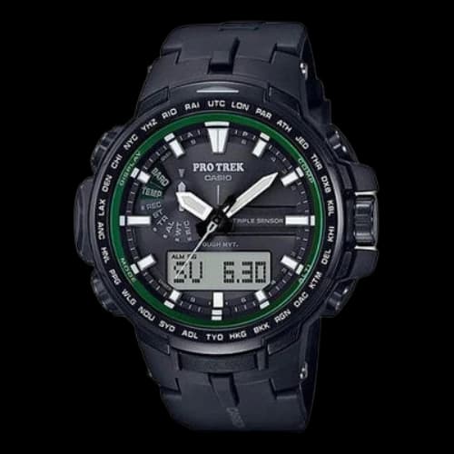 CASIO Solar Powered Sports Mens BlackGreen Analog/Digital Combo