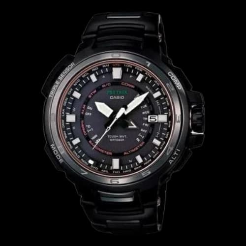 CASIO Protrek Series Solar Power Movement Titanium Case Strap Waterproof Watch Mens Black Analog