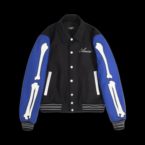 Amiri Bones Varsity Jacket 'Black/Blue'