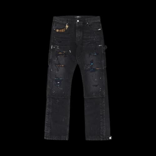 Amiri Plaid Carpenter Pants 'Aged Black'