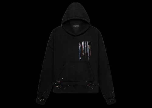 AMIRI Embroidered Paint Drip Core Logo Hoodie Black