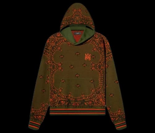 AMIRI Bandana Paisley Hoodie Green