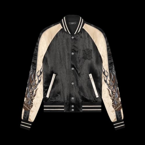 Amiri Satin Flames Souvenir Jacket 'Black'