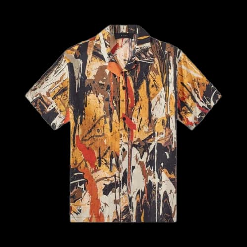 Amiri Paint Splatter Bowling Shirt 'Brown/Orange'