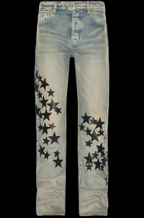AMIRI Leather Star Straight Jeans Clay/Indigo