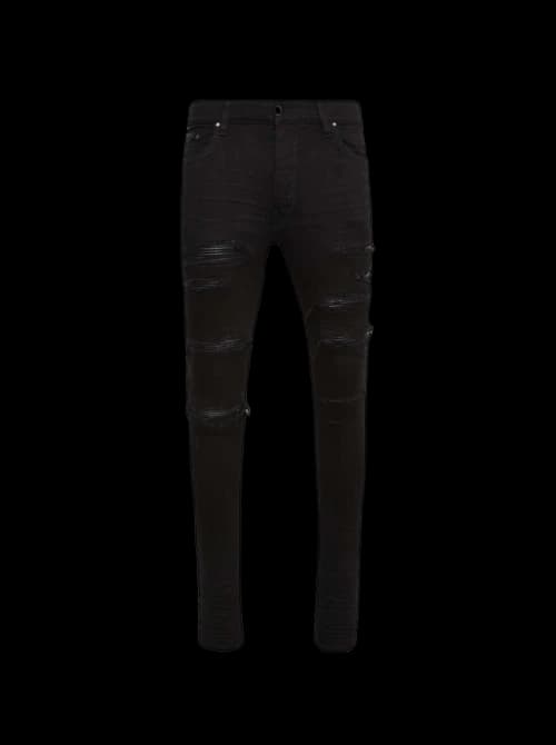 AMIRI Leather Thrasher Jeans Black