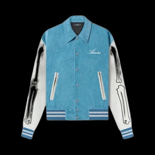Amiri Corduroy Bones Varsity Jacket 'Carlori Blue'