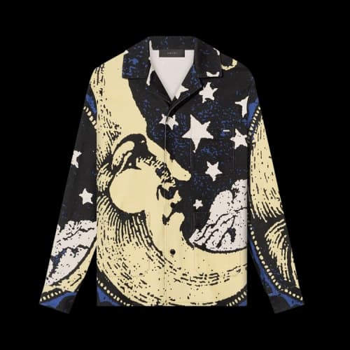 Amiri Crescent Moon Face Long-Sleeve Pajama Shirt 'Multicolor'