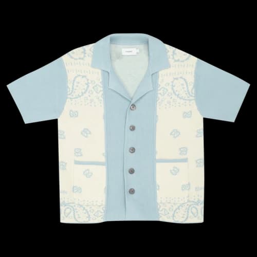 Rhude Banco Knit Shirt 'Stone Blue/Ivory'