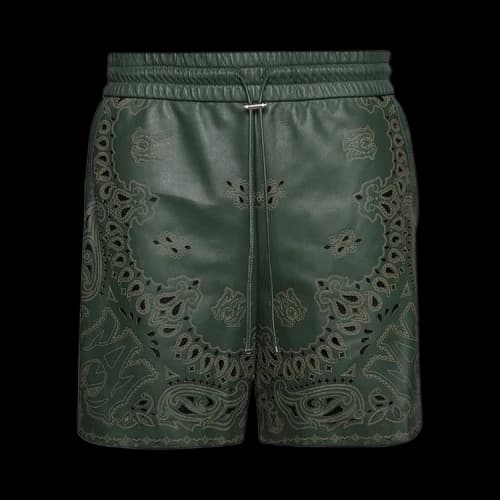 Amiri Leather Bandana Short 'Rain Forest'