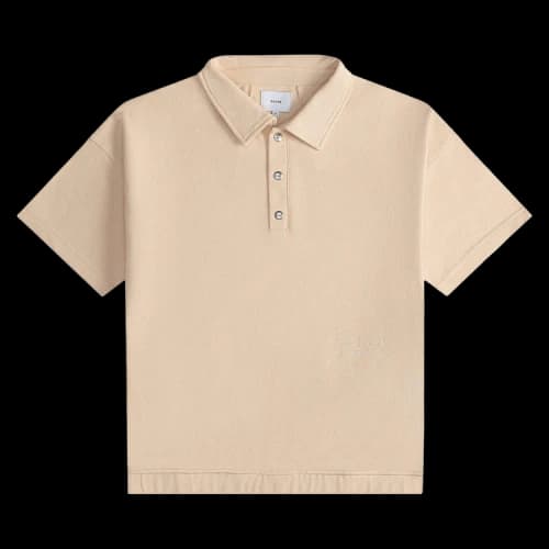 Rhude Pique Snap Short Sleeve Polo 'Cream'