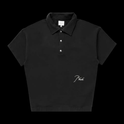 Rhude Pique Snap Short-Sleeve Polo 'Black'