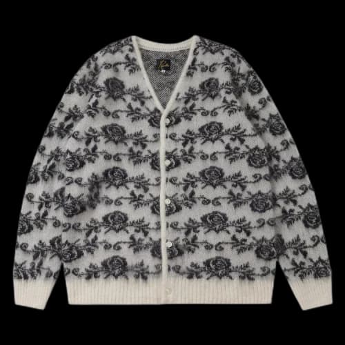 Needles Rose Mohair Cardigan 'Ice White'