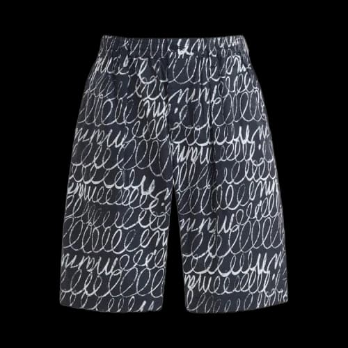 Marni Scribbled Popeline Drawstring Shorts Black