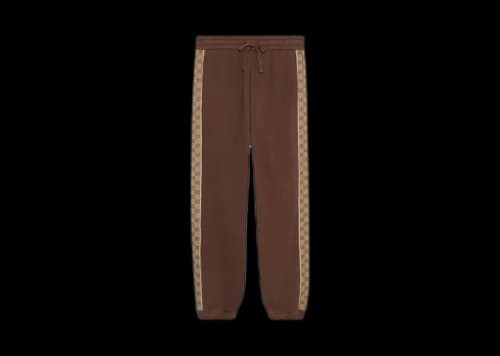 Gucci Monogram Panelled Cotton Jersey Jogging Pants Brown/Beige