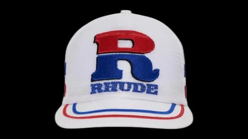 Rhude Split Petrol Logo Mesh Trucker Hat White/Red