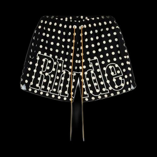 Rhude Logo Polka Dot Swim Shorts 'Black/White'
