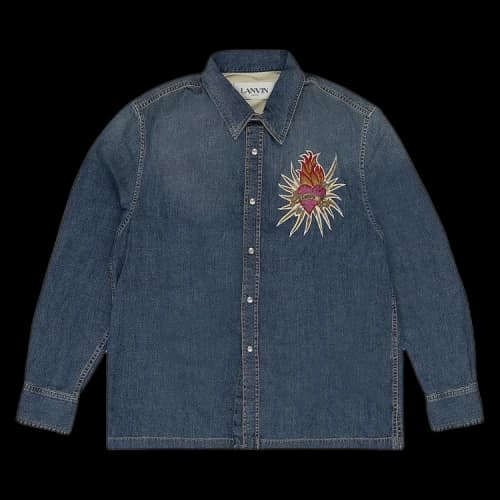 Lanvin Embroidered Denim Button-Down Shirt 'Navy Blue'