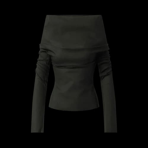 Rick Owens Draped Long-Sleeve Denim Top 'Black'