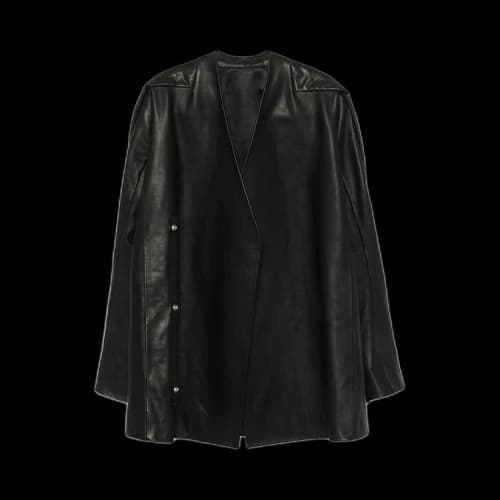 Rick Owens Leather Officer Jacket 'Black'