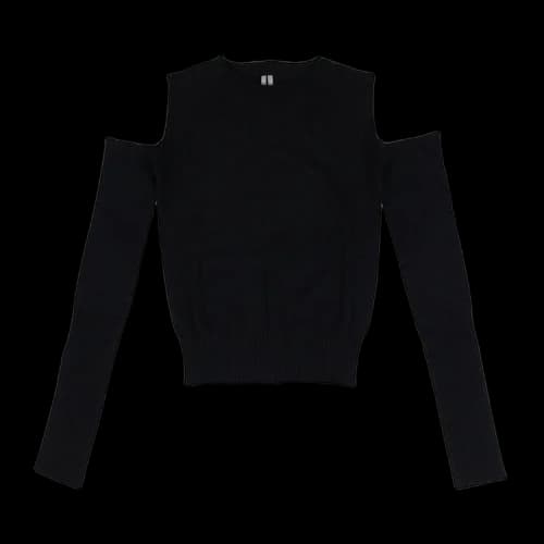 Rick Owens Open Shoulder Ribbed Top 'Black'
