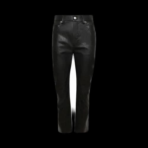 Rick Owens Detroit Cut Leather Pants 'Black'