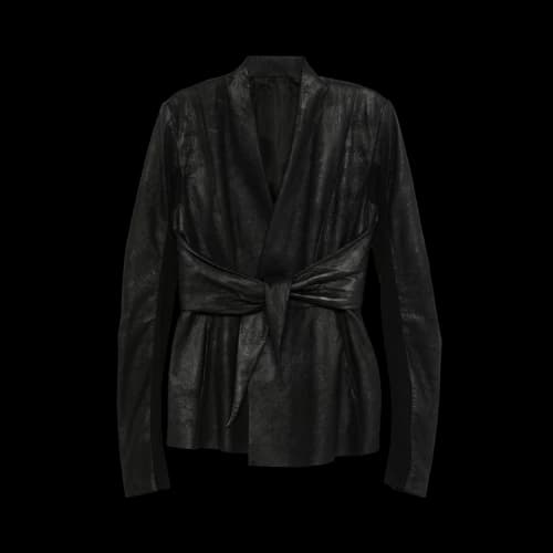 Rick Owens Pelle Giacca Long-Sleeve Strutter 'Black'
