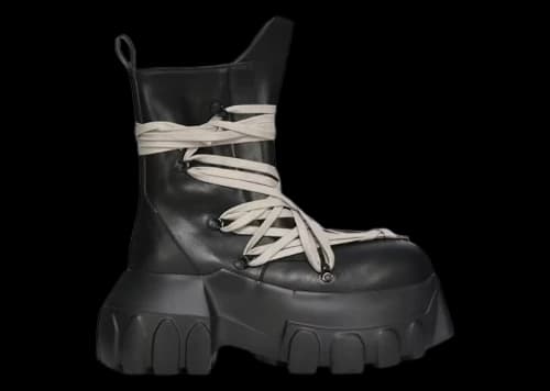Rick Owens Hollywood Megalace Mega Tractor Boot Black (Women's)