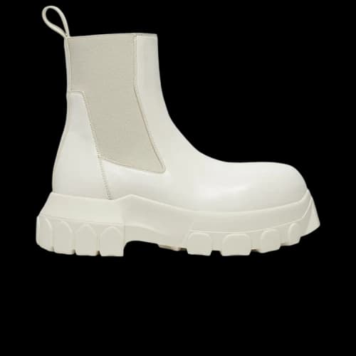 Rick Owens Stivali In Pelle Beatle Bozo Tractor 'Milk'
