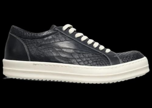Rick Owens Vintage Low Sneaker Embossed Python Black Milk