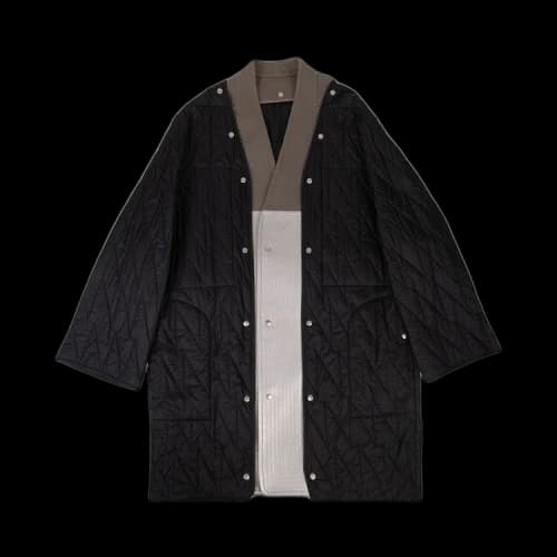 Rick Owens Quilted Contrasting Panel Parka Liner Coat 'Black'