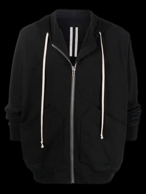 Rick Owens Drawstring Hooded Cardigan Black