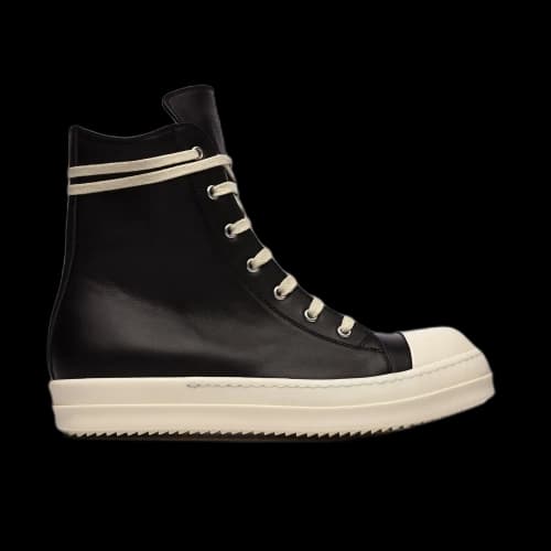 Rick Owens Ramones Leather High Top Black Cream