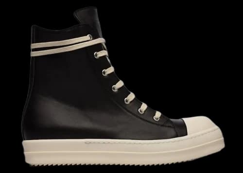 Rick Owens Ramones Leather High Top Black Cream