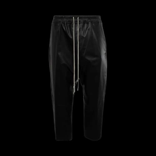 Rick Owens Leather Drawstring Cropped Pants 'Black'