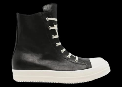 Rick Owens Hollywood High Black Milk Waxed Leather