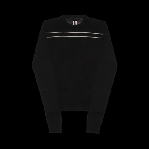 Rick Owens Gethsemane Biker Round Neck In Sheer Wool Knit 'Black/Pearl'