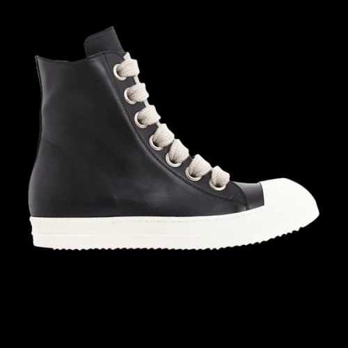 Rick Owens Strobe Leather Megalace High 'Black Milk'
