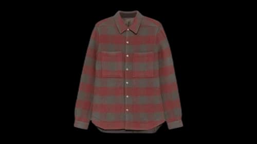 Rick Owens Wool Jumbo Plaid Outershirt Rosewood Plaid