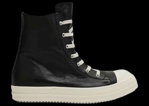 Rick Owens Leather High Black Milk Waxy Lamb Leather
