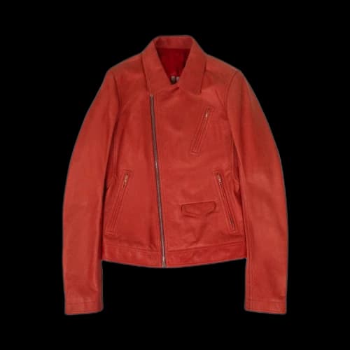 Rick Owens Leather Stooges Biker Jacket 'Cardinal'