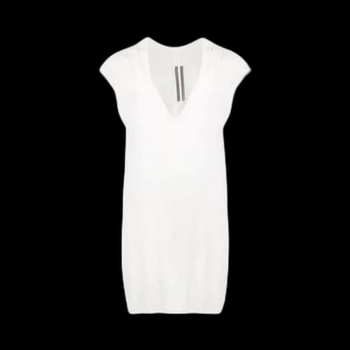 Rick Owens Tecuatl Deep V Tee Shirt 'Pearl'