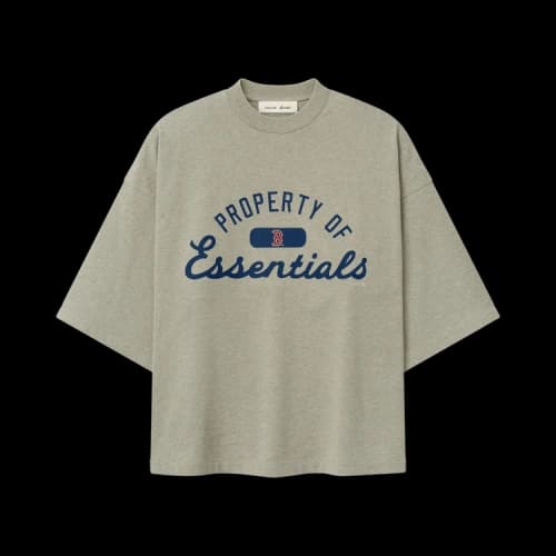 Fear of God Essentials Red Sox Merch Tee 'Seal Heather'